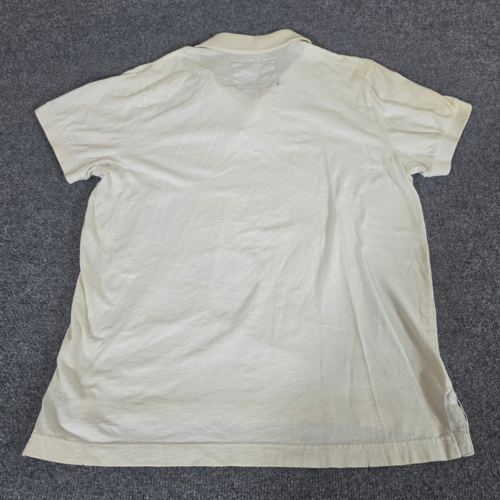 Y2K 2000s Aeropostale Mens XL Cream Short Sleeve Phys Ed Graphic Polo Shirt - Picture 3 of 7